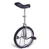 18 Inch Mountain Bike Wheel Unicycle with Quick Release Adjustable Seat Color Chrome Silver