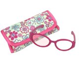 18 Inch Doll Pink Sunglasses & Case, 2 Pc. Set, Perfect for 18″ American Girl Dolls Clothes & More! Hot Pink Doll Glasses & Floral Print Eyeglass Case.