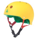 Triple 8 Brainsaver Rubber Helmet with Sweatsaver Liner (Rasta Yellow Rubber, Large)