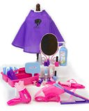 18 Inch Doll Pretend Play Hair Salon 30 Pc. Set, Combo Child Sized & Doll Sized Complete Hair Accessory Set Perfect for American Dolls, Doll Furniture & More! 18 Inch Doll Hair Care Kit Play Set.