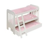 Badger Basket Trundle Doll Bunk Beds With Ladder – Pink/White