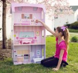 Teamson Kids Modern Wooden Doll House with Furniture