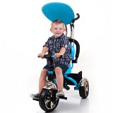 Lil’ Rider 2-in-1 Stroller Tricycle – Child Safe Trike Trainer, Blue