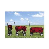 Kids Red Wagon Pull Along Outdoor Folding Utility Cart With Handle Portable Ride In Collapsible Garden Sports Beach Carry All