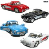 Set of 4: 5″ 1957 Chevy Corvette 1:34 Scale (Black/Blue/Red/White)