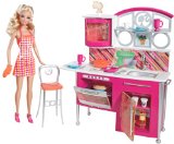 Barbie Stovetop To Tabletop Deluxe Kitchen and Doll Set