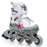 Bladerunner Girls Phoenix 4 Size Adjustable Skate, White/Pink, 1 – 4